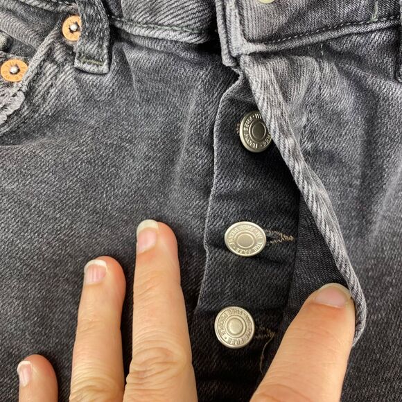 Free People Women's Zuri Mom Jeans Sz 26 Dusty Roads Black Button Fly High Rise - Picture 5 of 9